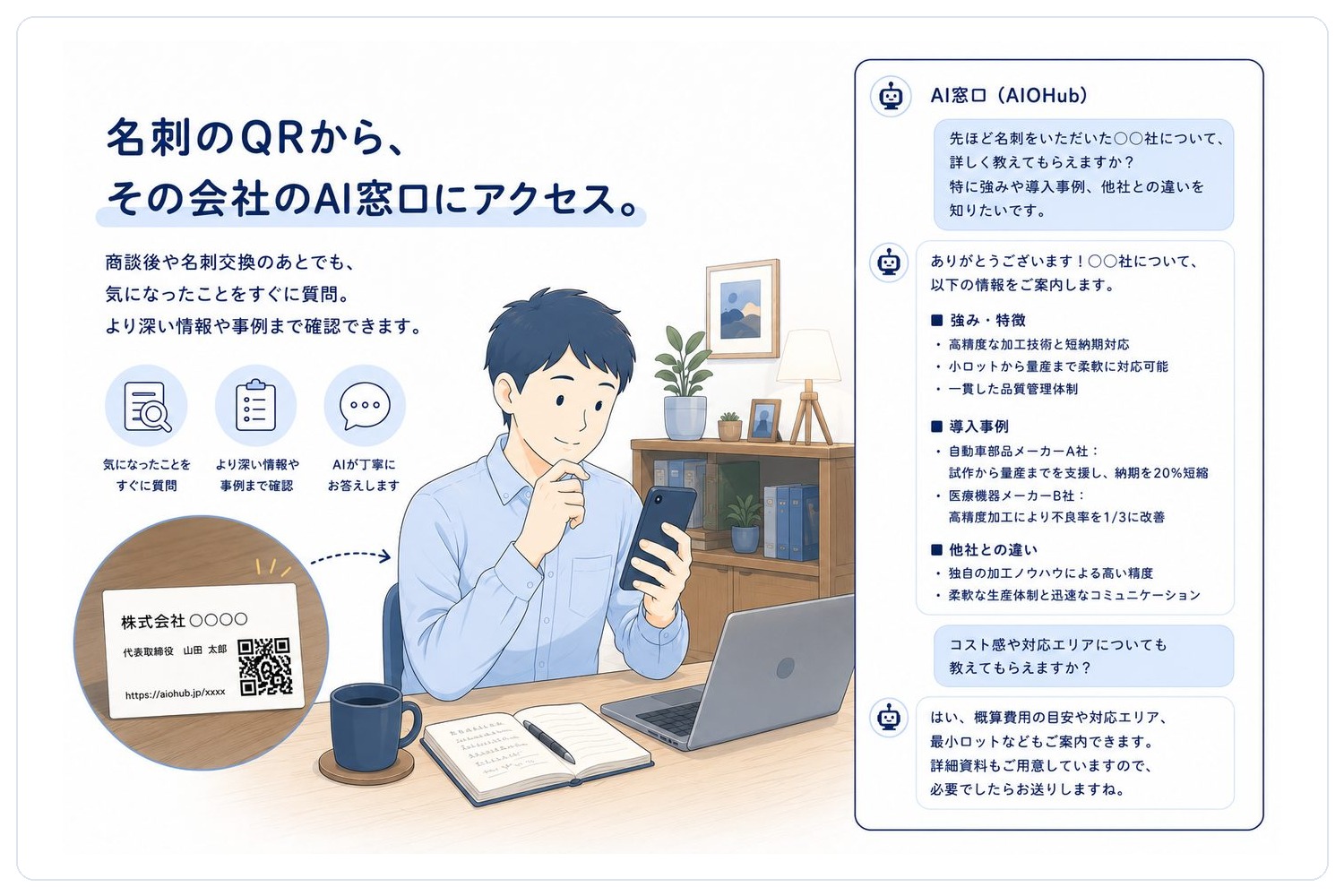 商談後 — 名刺のQRから続きを確認